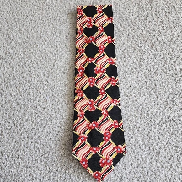 Hugo Boss Necktie Mens 56"L Black Floral Pattern Silk made in Italy Quiet Luxury - Picture 6 of 12